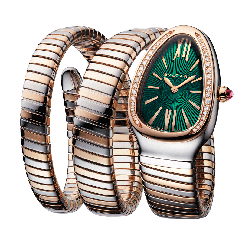 Emerald Luxe Two-Tone Serpent Wrap Watch
