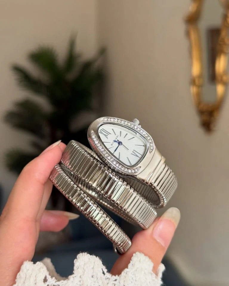 Silver Serpent Luxe Crystal Wrap Watch