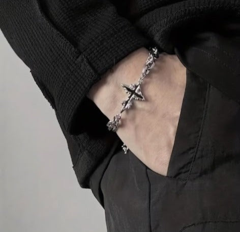 Vintage Silver Crucifix Streetwear Bracelet